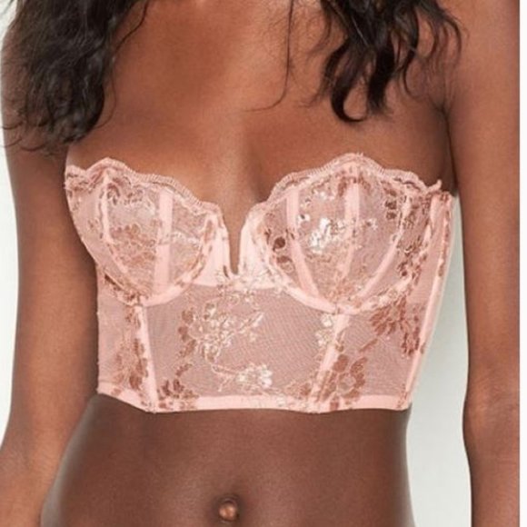 Victoria's Secret Other - VS Pink & Metallic Gold Bustier Corset Bra NWOT